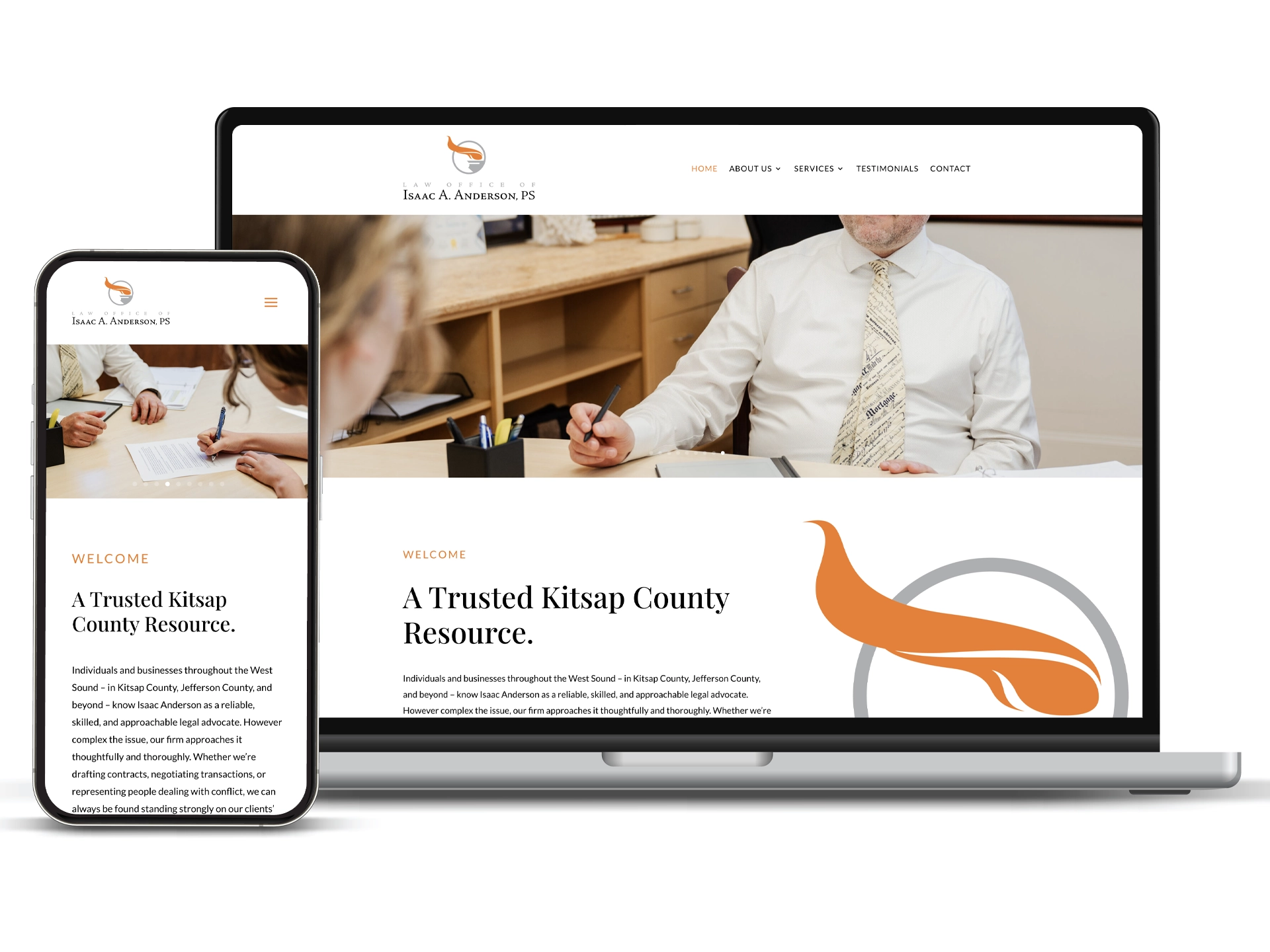 Isaac A. Anderson, PS Law Office website design and development