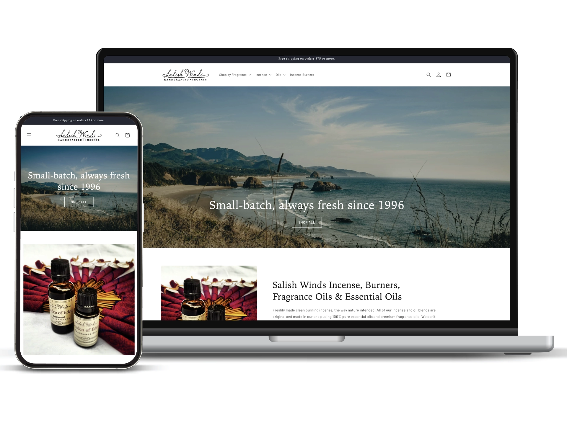 Salish Winds Shopify website design by Fusion Creative Works