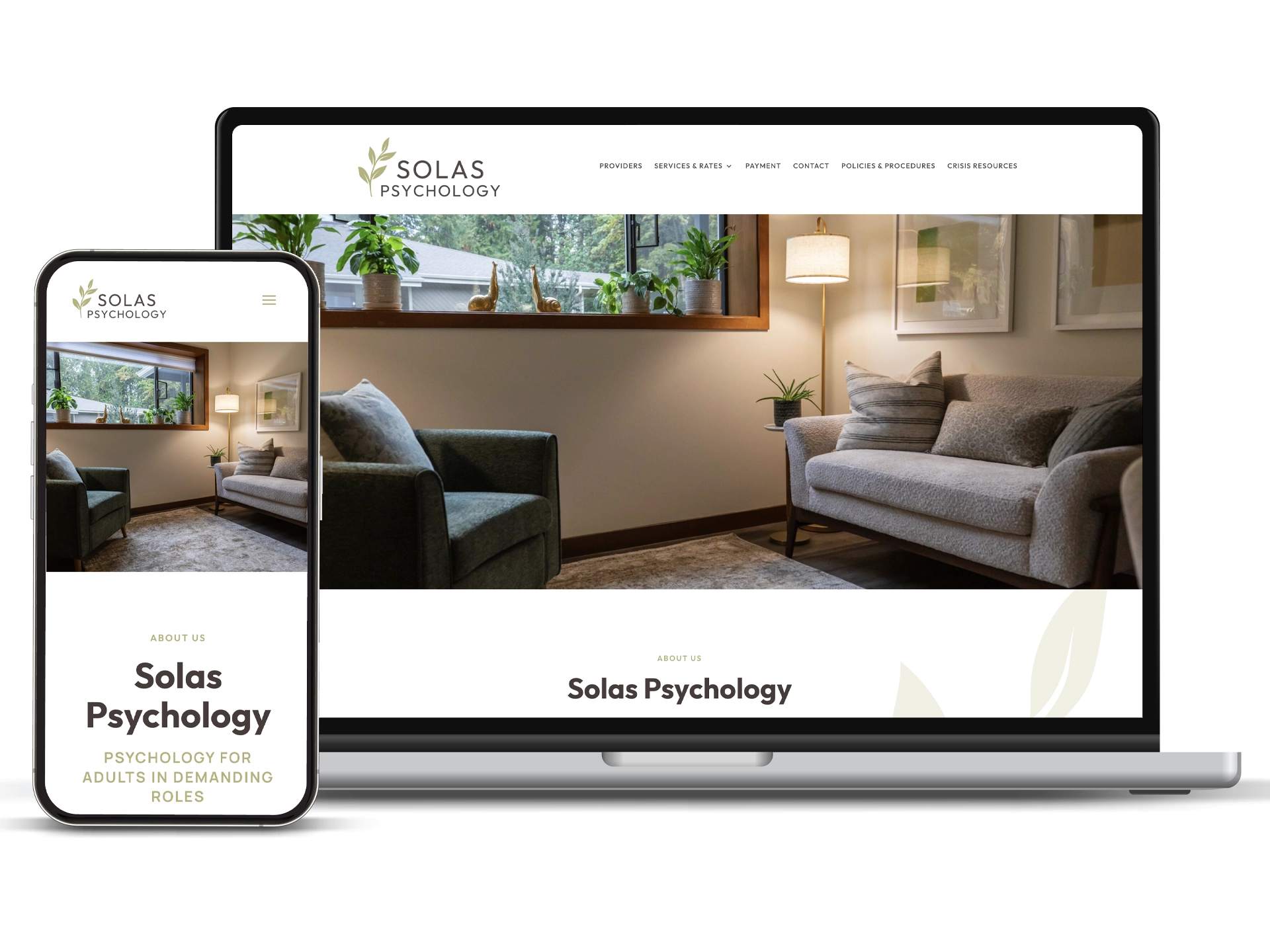 Solas Psychology website design and development
