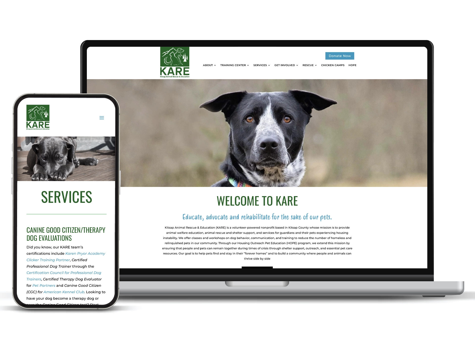 Kitsap Animal Rescue and Education website design