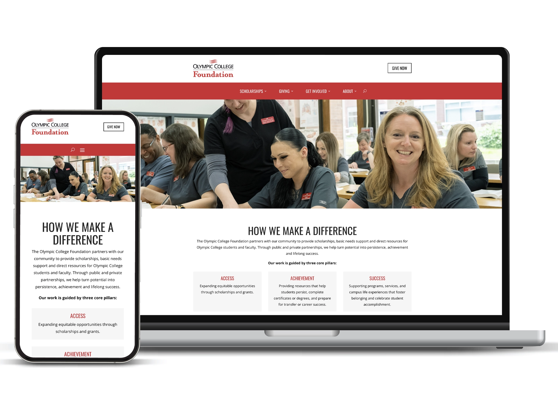 Olympic College Foundation website design and development